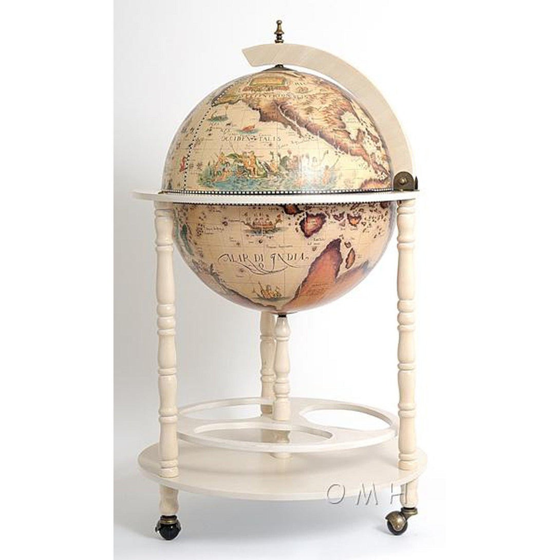 Old Modern Globe drink cabinet 17 3/4 inches - white NG002