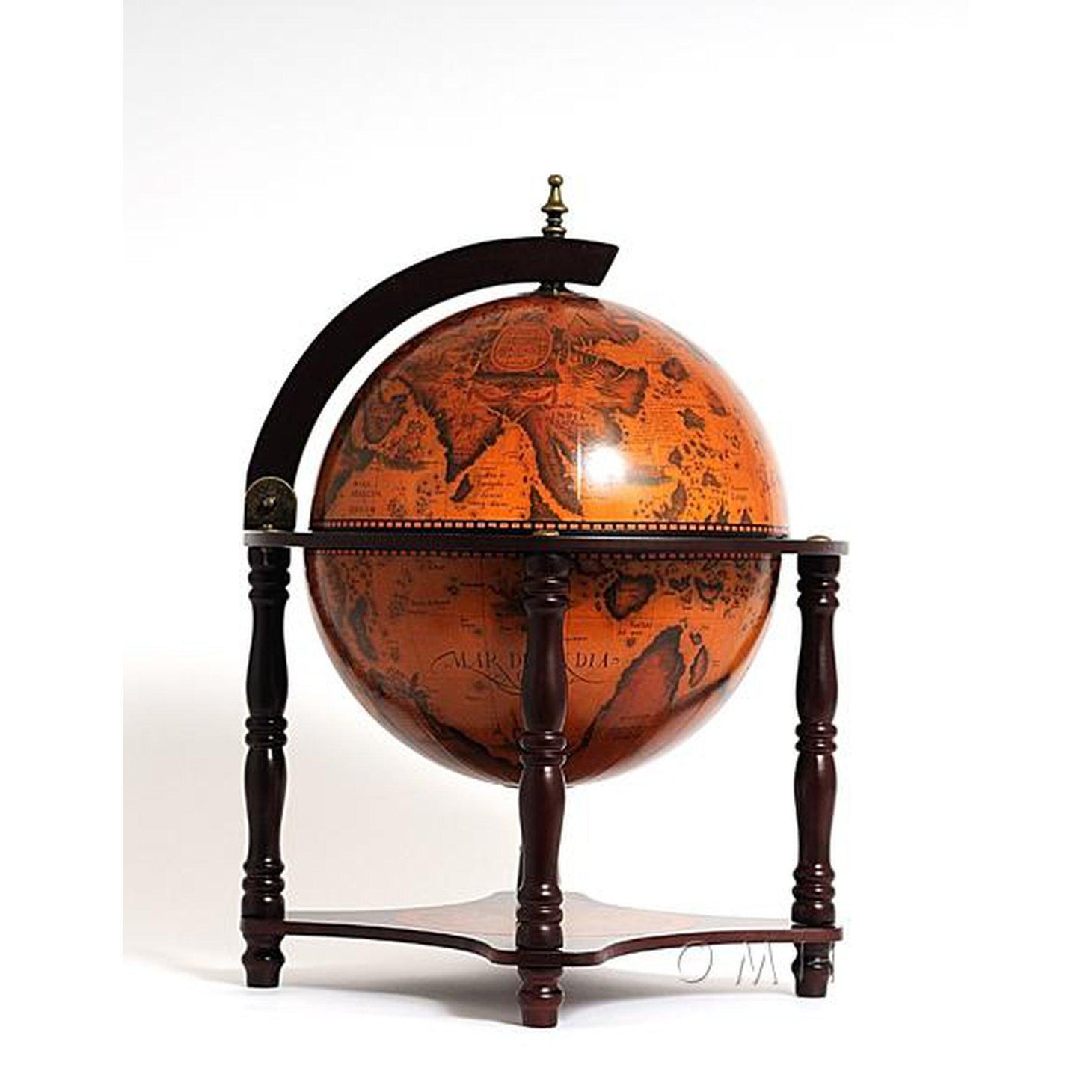 Old Modern Globe bar 13 inches- 4 legged stand-red NG005