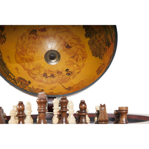 Old Modern Red Globe 13 inches with chess holder NG023