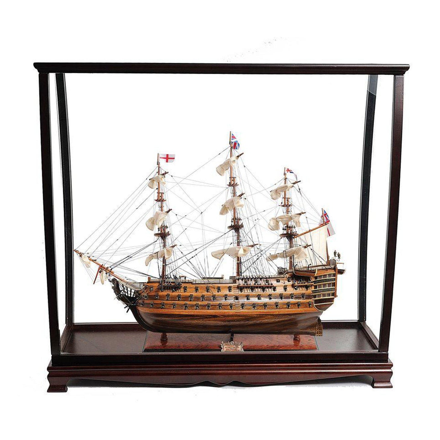 Old Modern HMS Victory Midsize With Display Case T033A