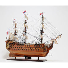 Old Modern HMS Victory Midsize With Display Case T033A