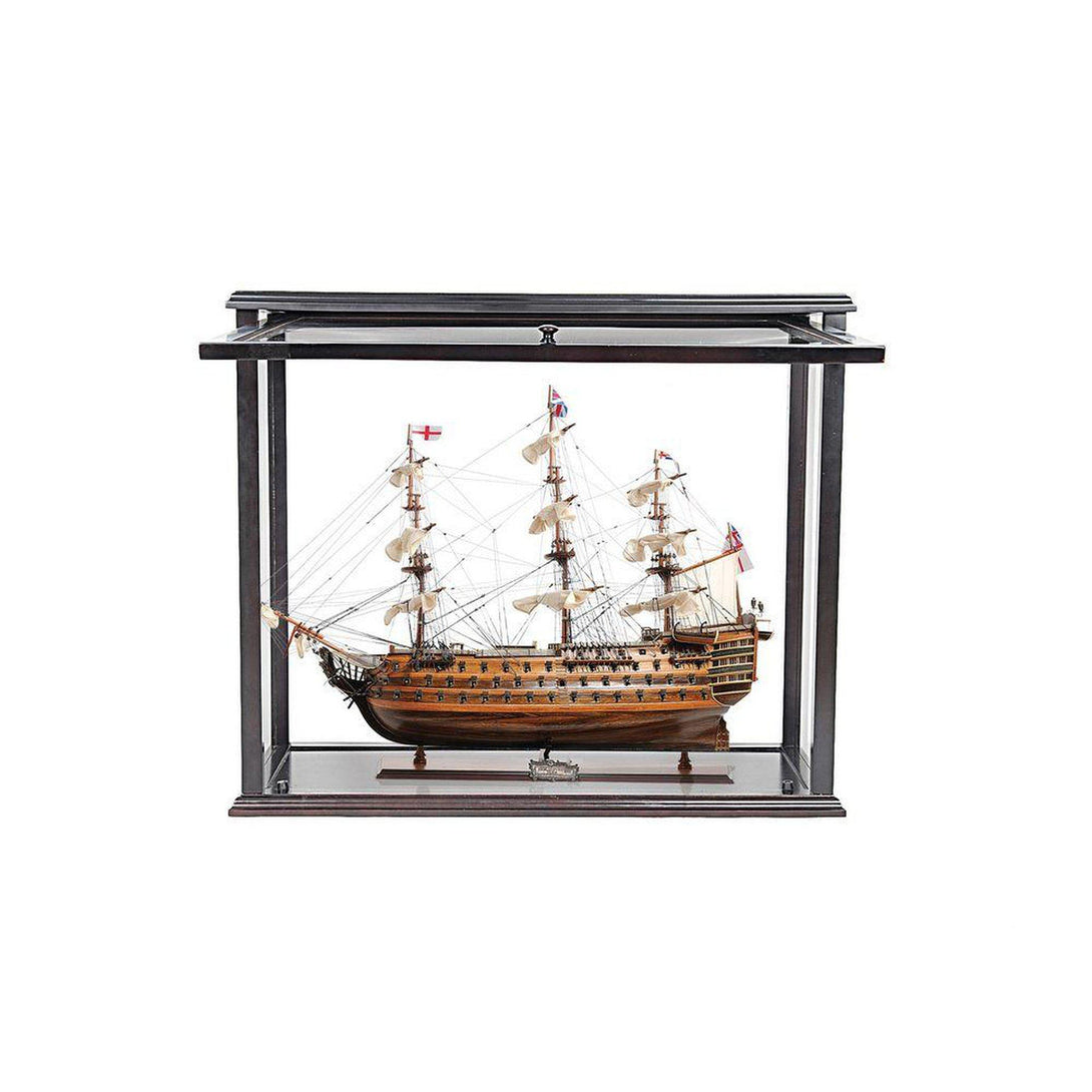 Old Modern HMS Victory Midsize With Display Case Front Open T033B