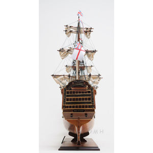 Old Modern HMS Victory Midsize With Display Case Front Open T033B