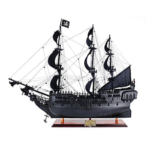 Old Modern Black Pearl Pirate Ship Large With Table Top Display Case T295A