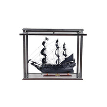 Old Modern Black Pearl Pirate Ship Midsize With Display Case Front Open T305B