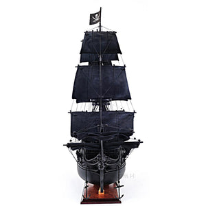 Old Modern Black Pearl Pirate Ship Midsize With Display Case Front Open T305B