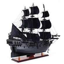 Old Modern Black Pearl Pirate Ship Midsize With Display Case Front Open T305B