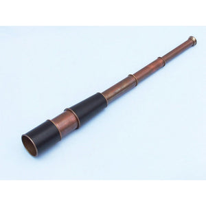 Handcrafted Model Ships Deluxe Class Admiral's Antique Copper Leather Spyglass Telescope 27 with Rosewood Box FT-0212-AC-L