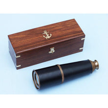 Handcrafted Model Ships Deluxe Class Admiral's Antique Copper Leather Spyglass Telescope 27 with Rosewood Box FT-0212-AC-L