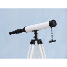 Handcrafted Model Ships Floor Standing Bronze with White Leather Harbor Master Telescope 50" ST-0129-BWL