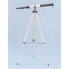 Handcrafted Model Ships Admirals Floor Standing Antique Copper with White Leather Telescope 60 ST-0152-AC-WL