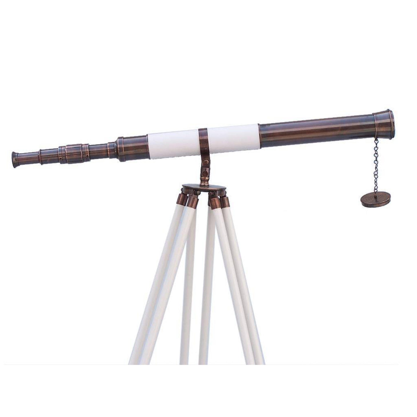 Handcrafted Model Ships Admirals Floor Standing Antique Copper with White Leather Telescope 60 ST-0152-AC-WL