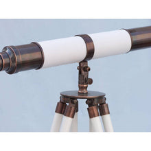 Handcrafted Model Ships Admirals Floor Standing Antique Copper with White Leather Telescope 60 ST-0152-AC-WL