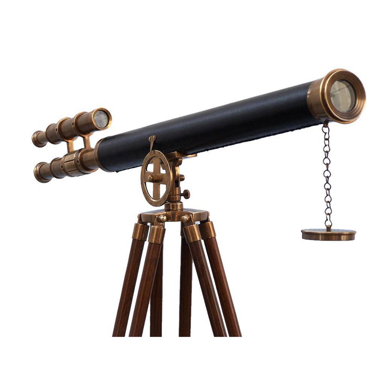 Handcrafted Model Ships Floor Standing Antique Brass With Leather Griffith Astro Telescope 64 ST-0124-AN-L