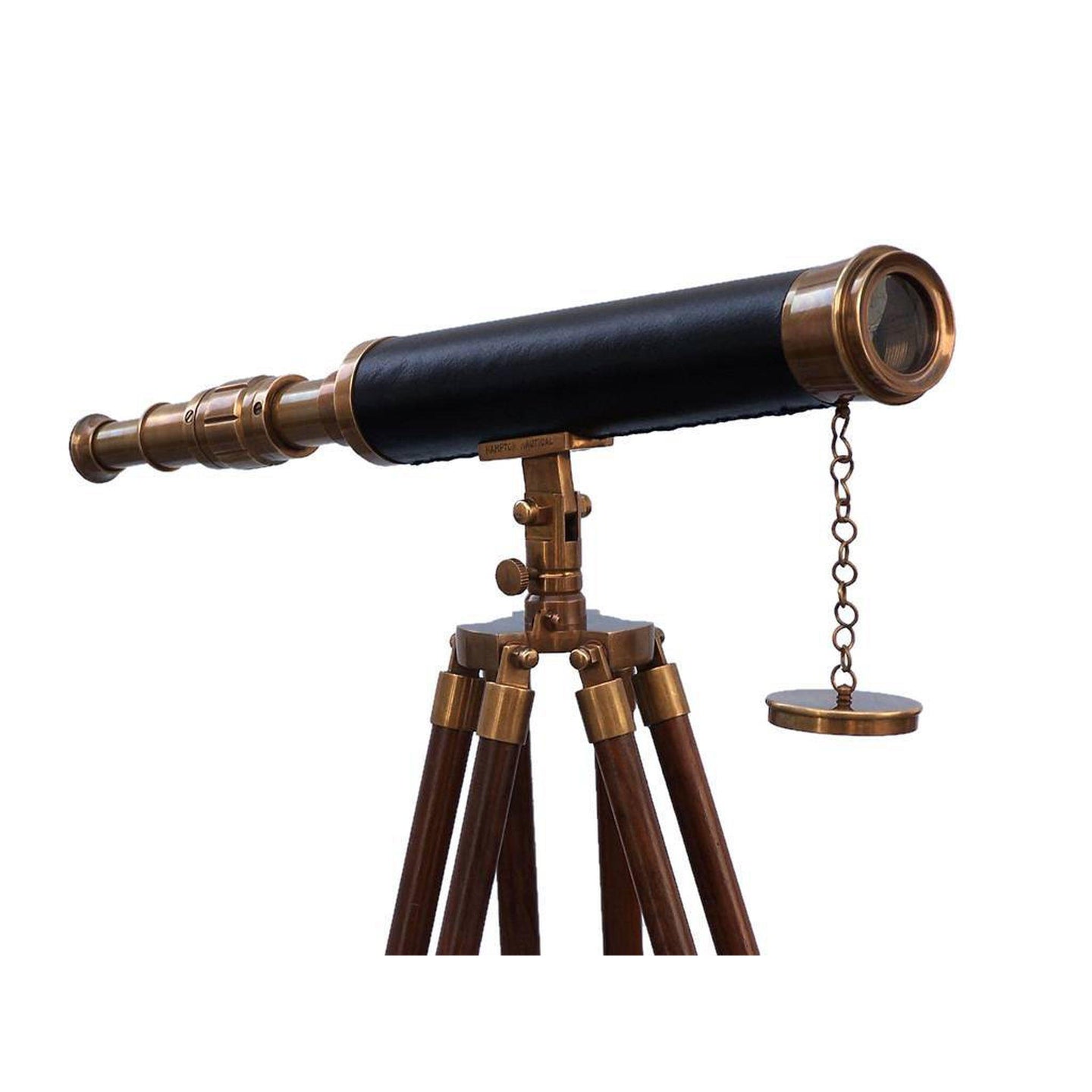 Handcrafted Model Ships Floor Standing Antique Brass With Leather Harbor Master Telescope 50 ST-0128-AN-L