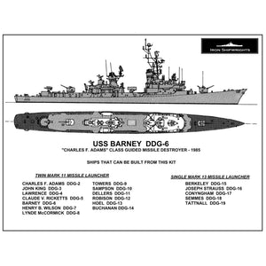 Iron Shipwrights USS Barney DDG-6  Adams class Guided Missile Destroyer 1985 1/350 Scale Resin Model Ship Kit 4-225