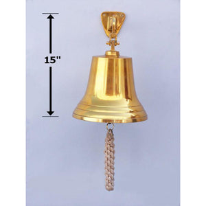 Handcrafted Model Ships Brass Plated Hanging Ship's Bell 15" BL2019-11B