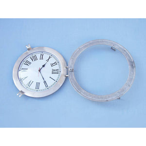 Handcrafted Model Ships Brushed Nickel Deluxe Class Porthole Clock 17"  WC-1448-17-BN