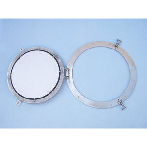 Handcrafted Model Ships Brushed Nickel Deluxe Class Decorative Ship Porthole Mirror 20" MC-1965-20-BN-M