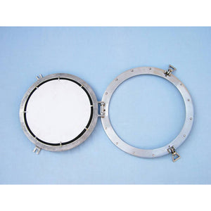Handcrafted Model Ships Brushed Nickel Deluxe Class Decorative Ship Porthole Window 17 MC-1966-17-BN-W