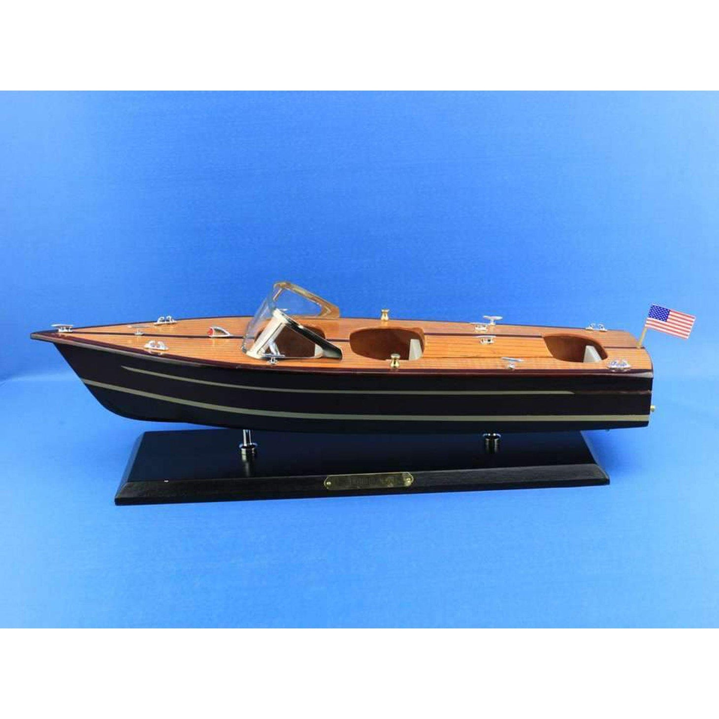 Handcrafted Model Ships Wooden Chris Craft Triple Cockpit Model Speedboat 20