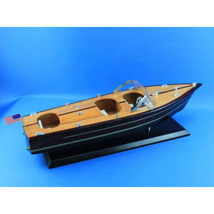 Handcrafted Model Ships Wooden Chris Craft Triple Cockpit Model Speedboat 20" Triple Cockpit-20