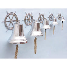 Handcrafted Model Ships Chrome Hanging Ship Wheel Bell 14" BL-2026-4-CH