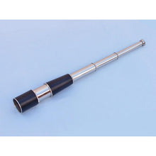 Handcrafted Model Ships Deluxe Class Admiral's Chrome - Leather Spyglass Telescope 27 with Black Rosewood Box FT-0212-CH-L