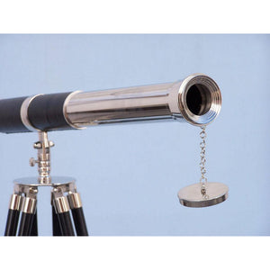 Handcrafted Model Ships Admirals Floor Standing Chrome with Leather Telescope 60" ST-0152