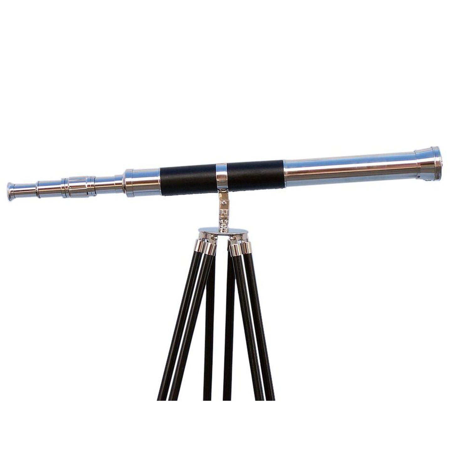 Handcrafted Model Ships Admirals Floor Standing Chrome with Leather Telescope 60
