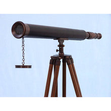 Handcrafted Model Ships Floor Standing Antique Copper with Leather Harbor Master Telescope 60 ST-0123-ACL