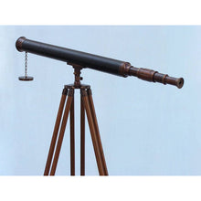 Handcrafted Model Ships Floor Standing Antique Copper with Leather Harbor Master Telescope 60 ST-0123-ACL