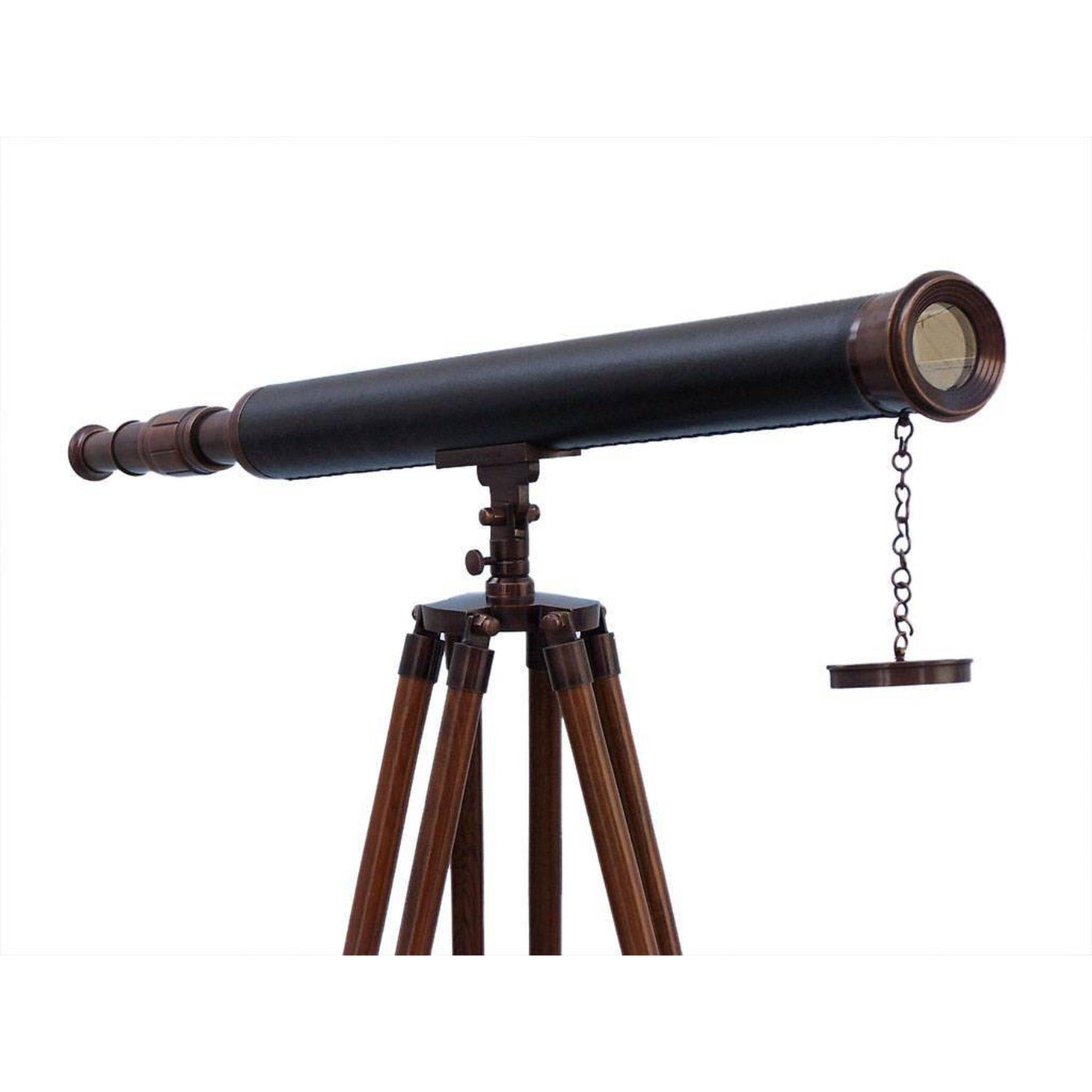Handcrafted Model Ships Floor Standing Antique Copper with Leather Harbor Master Telescope 60 ST-0123-ACL