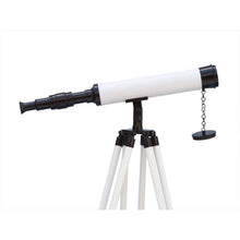 Handcrafted Model Ships Floor Standing Bronze with White Leather Harbor Master Telescope 50" ST-0129-BWL