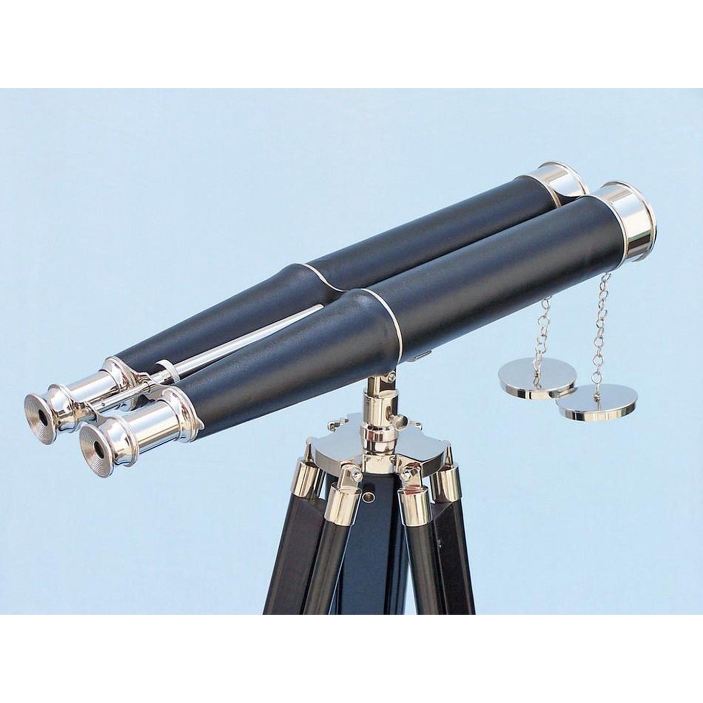 Handcrafted Model Ships Floor Standing Admiral's Chrome/Leather Binoculars on stand 62