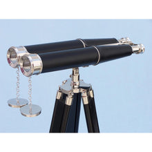 Handcrafted Model Ships Floor Standing Admiral's Chrome/Leather Binoculars on stand 62" BI-0311-CH-L