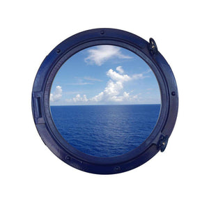 Handcrafted Model Ships Navy Blue Decorative Ship Porthole Window 24 Navy Blue Porthole - 24 - W