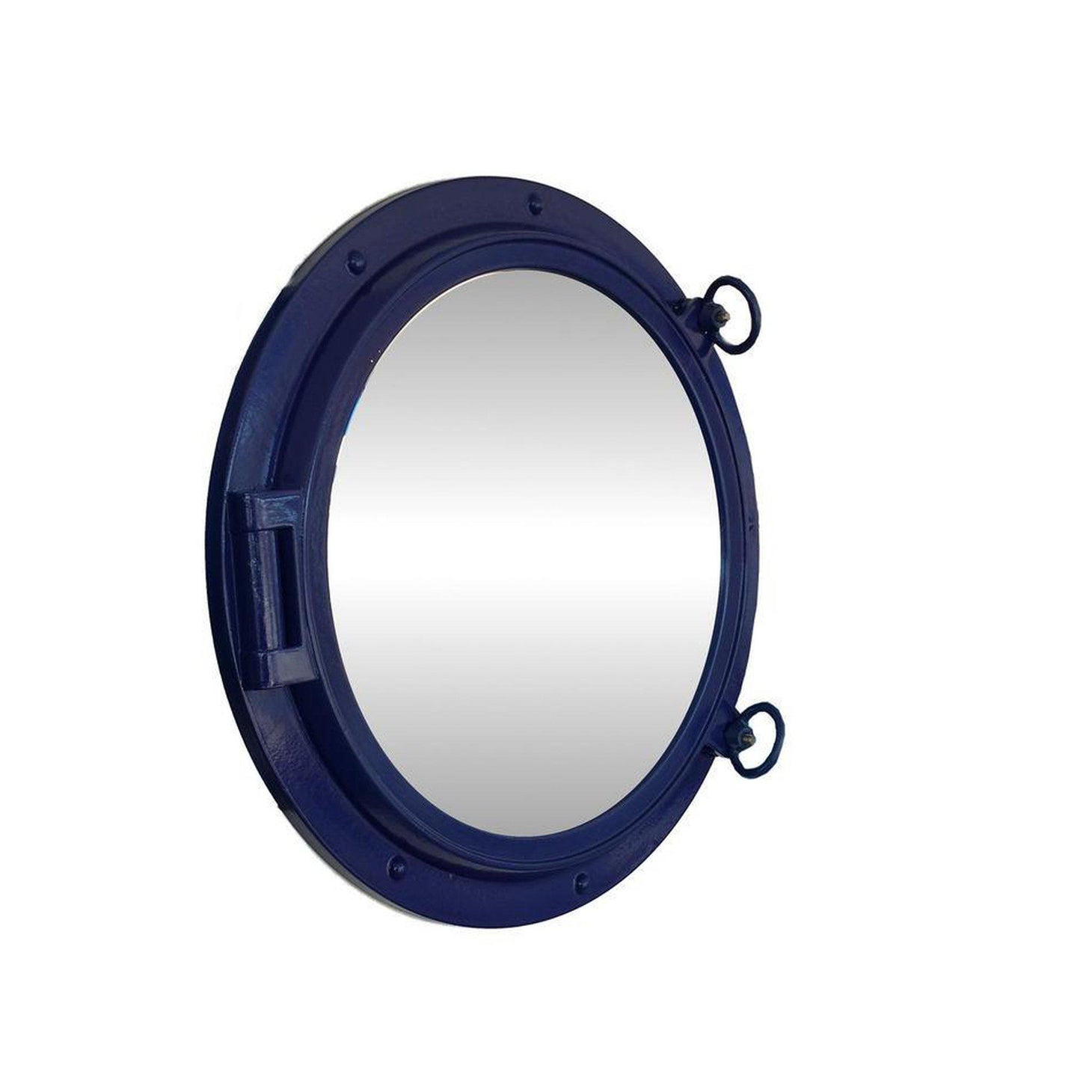 Handcrafted Model Ships Navy Blue Decorative Ship Porthole Mirror 24 Navy Blue Porthole - 24 - M