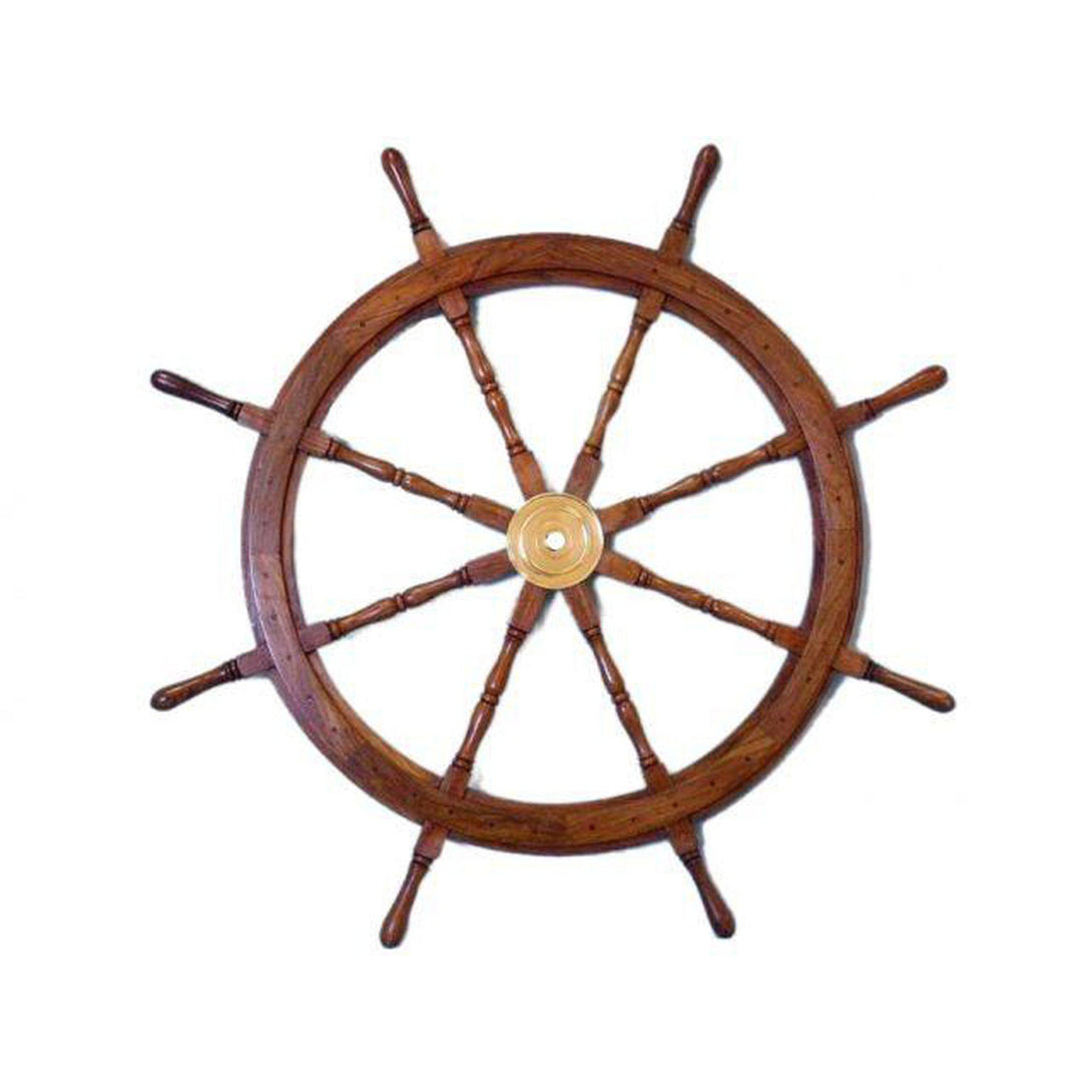 Handcrafted Model Ships Deluxe Class Wood and Brass Decorative Ship Wheel 36