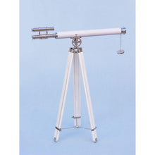 Handcrafted Model Ships Hampton Collection Chrome with White Leather Griffith Astro Telescope 64" ST-0124-CHWL