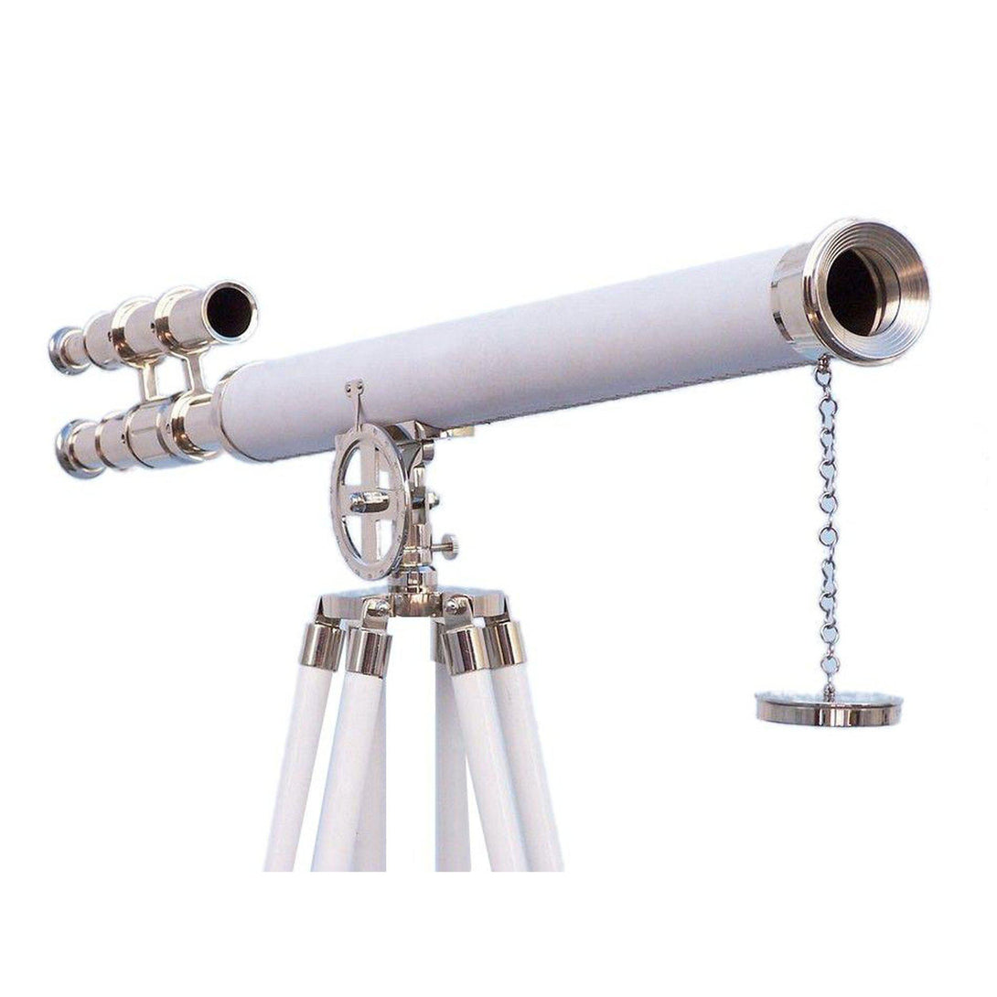 Handcrafted Model Ships Hampton Collection Chrome with White Leather Griffith Astro Telescope 64