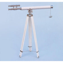 Handcrafted Model Ships Hampton Collection Chrome with White Leather Griffith Astro Telescope 64" ST-0124-CHWL