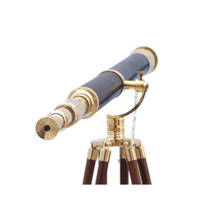 Handcrafted Model Ships Floor Standing Brass/Leather Galileo Telescope 65" ST-0117BR-L