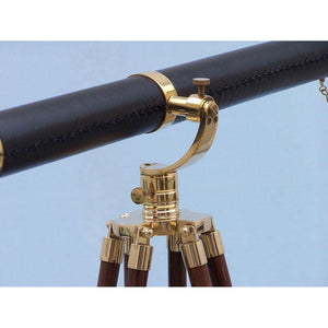 Handcrafted Model Ships Floor Standing Brass/Leather Galileo Telescope 65" ST-0117BR-L
