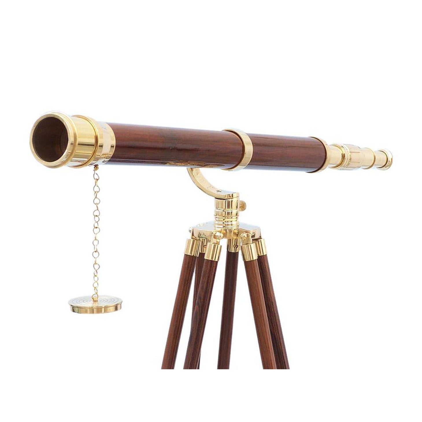 Handcrafted Model Ships Floor Standing Brass/Wood Galileo Telescope 65