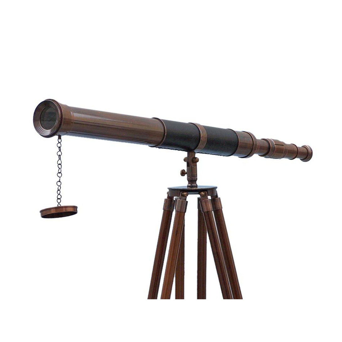 Handcrafted Model Ships Admirals Floor Standing Antique Copper with Leather Telescope 60 ST-0152-AC