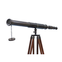 Handcrafted Model Ships Admirals Floor Standing Oil Rubbed Bronze with Leather Telescope 60" ST-0152-Black