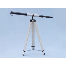 Handcrafted Model Ships Admirals Floor Standing Oil Rubbed Bronze with White Leather Telescope 60 ST-0152-Black-W