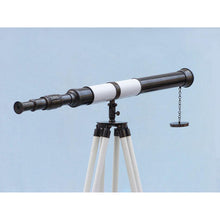 Handcrafted Model Ships Admirals Floor Standing Oil Rubbed Bronze with White Leather Telescope 60 ST-0152-Black-W