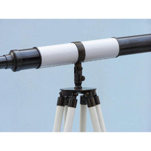 Handcrafted Model Ships Admirals Floor Standing Oil Rubbed Bronze with White Leather Telescope 60 ST-0152-Black-W